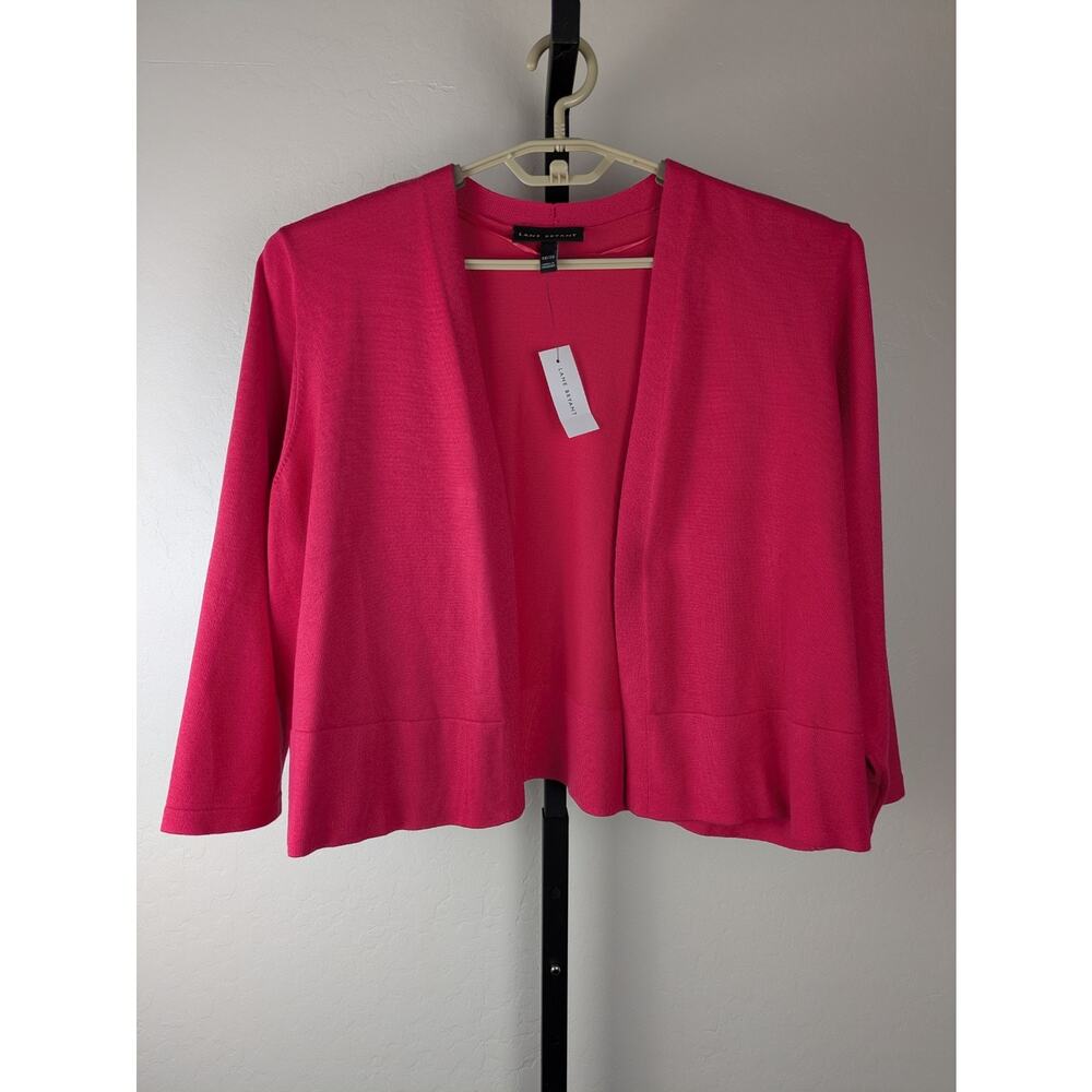 NWT Lane Bryant size 18/20 pink Open Front 3/4 Sleeve Cropped Cardigan